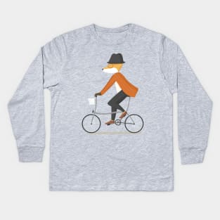 Mr. Fox is on His Way Kids Long Sleeve T-Shirt